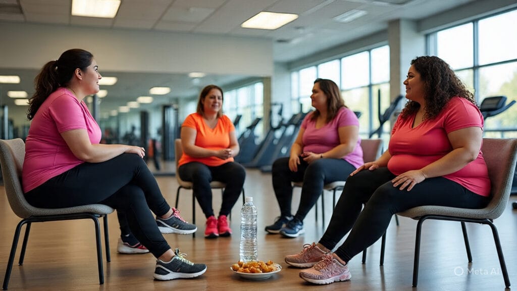 Women Sitting in a Weight Loss Support Group at a Gym